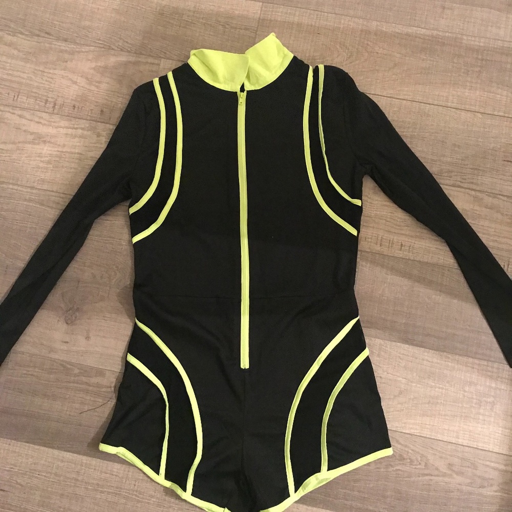 SHEIN Black and Green Neon romper/jumpsuit